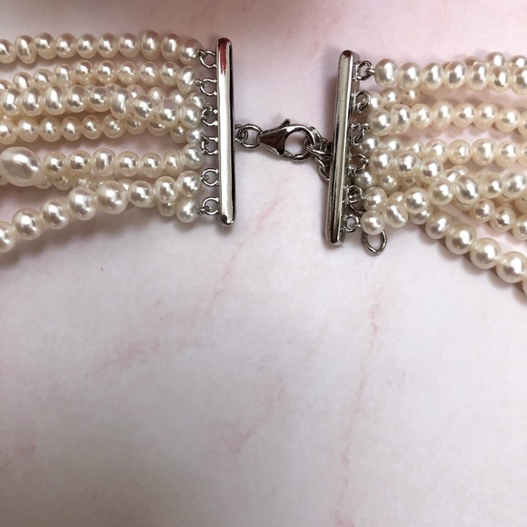 4-6.5mm Cultured Pearl Multi-Strand Necklace 16” - Picture 4 of 4